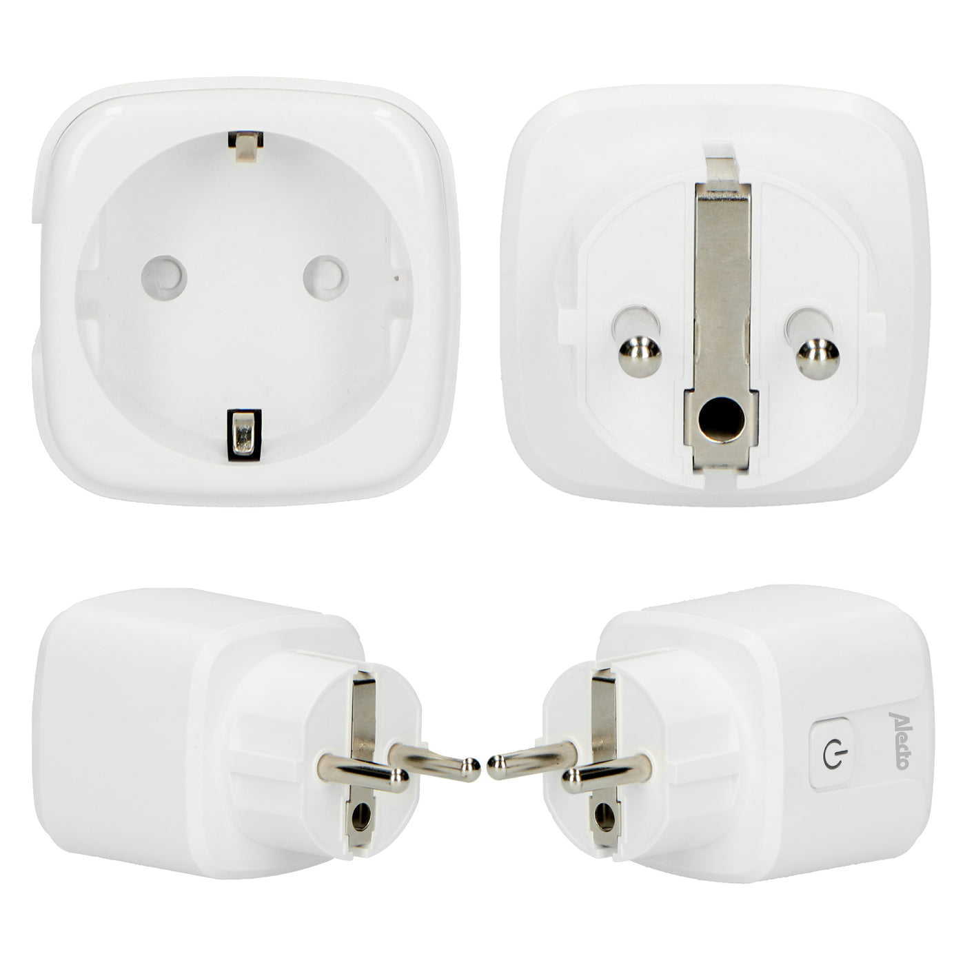 Alecto SMART-PLUG10 - Smarter WLAN-Zwischenstecker, 16 A, 3680 W, 2er-Pack, Weiß