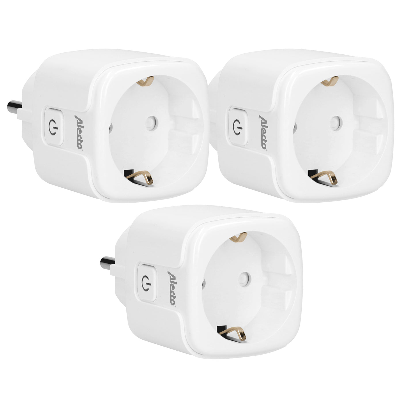 Alecto SMART-PLUG10 - Smarter WLAN-Zwischenstecker, 16 A, 3680 W, 3er-Pack, Weiß