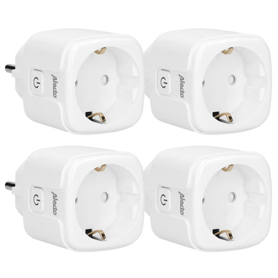 Alecto SMART-PLUG10 - Smarter WLAN-Zwischenstecker, 16 A, 3680 W, 4er-Pack, Weiß