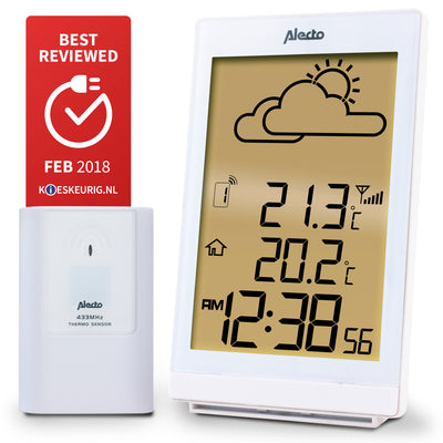 Alecto WS-2200WT - Wetterstation mit kabellosem Außensensor, weiß