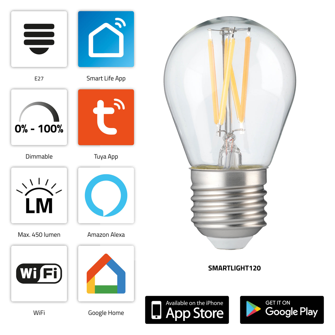 Alecto SMARTLIGHT120 - Smarte-LED-Glühlampe mit WLAN