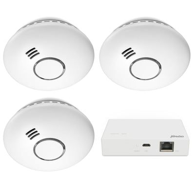 Alecto SMART-SMOKE10 SET 3 - Starterset Smart Zigbee Verbindungsstück mit 3 Smart Zigbee Rauchmeldern