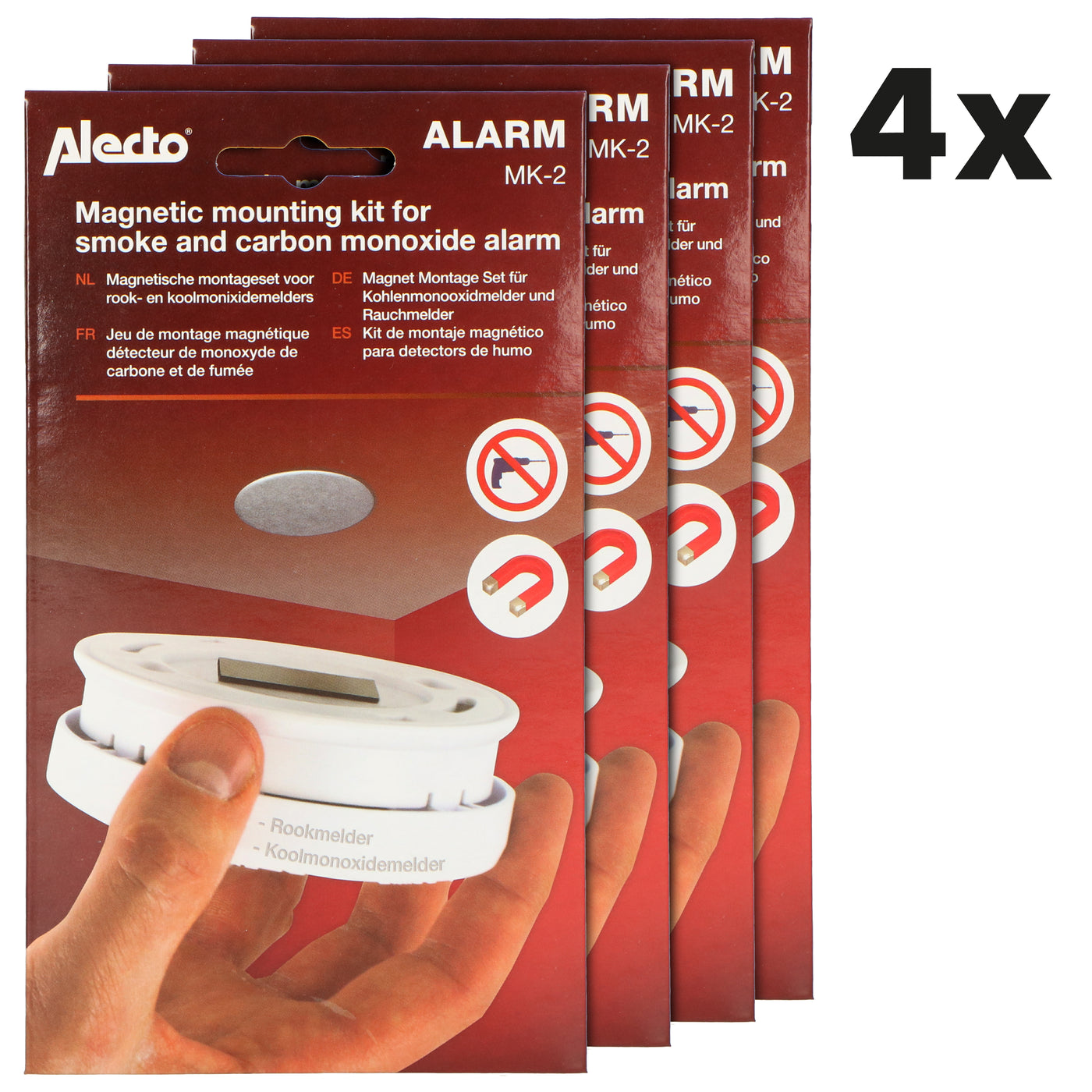 Alecto MK-2 QUADSET - Magnet-Befestigungsset für Rauchmelder und Kohlenmonoxidmelder